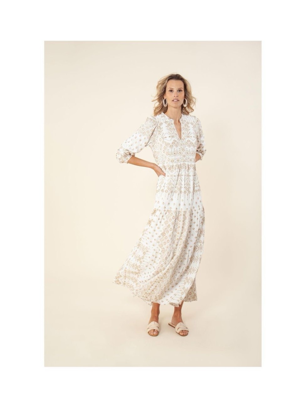 Hale Bob white and gold embroidered maxi dress/gown.  XS NWT